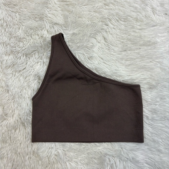 SET Active SCULPTFLEX RIBBED ONE SHOULDER BRA in Espresso - Picture 2 of 4